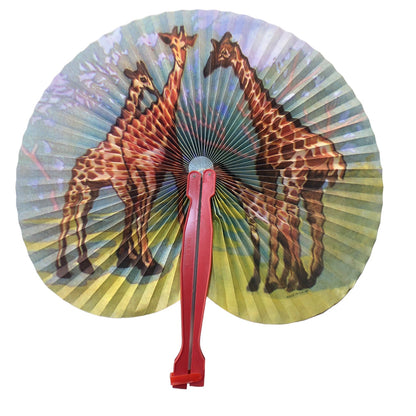 7701 - 3- 5.5" Red Fan - Giraffes - W-18 : PT CHESSMAN