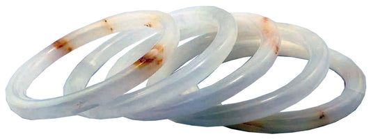 7765 - 2 3/8" White Jade Bangle - |Clear-181|
