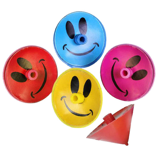 7789 - Set of Five - 1.25" Smile Face Spin Tops - |DVD-5|