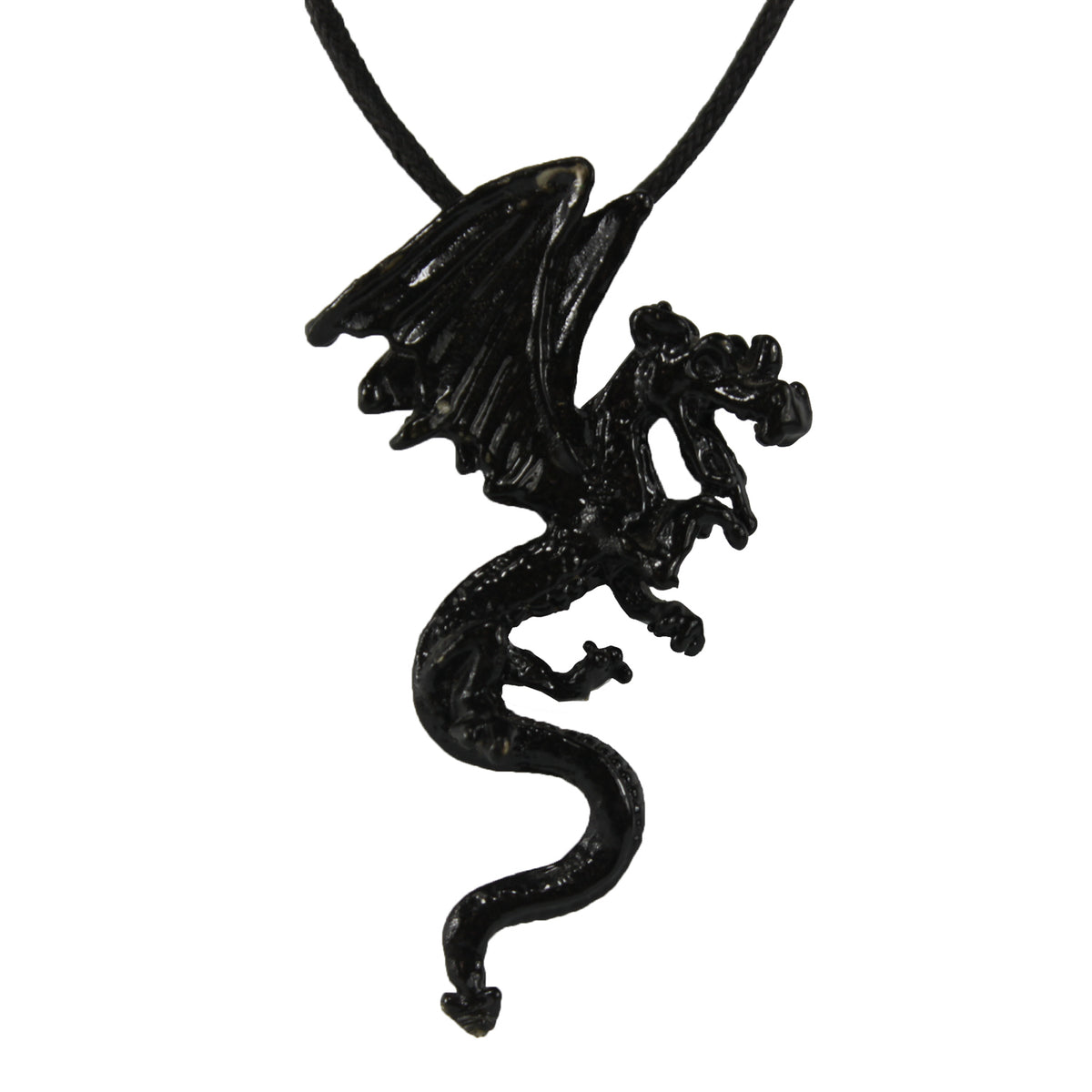 7831 - 19" Black Dragon Pendant Necklace with 2.5" Pendant - |Clear-26|
