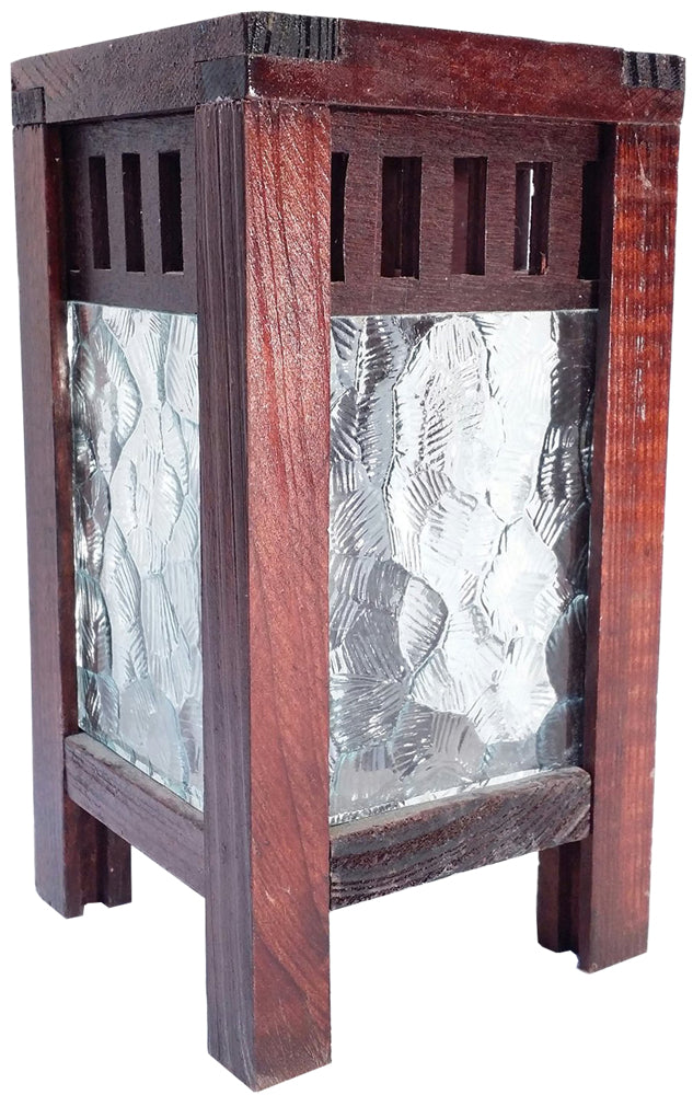 7890 - Candle Holder Wood and Glass - |2-2|