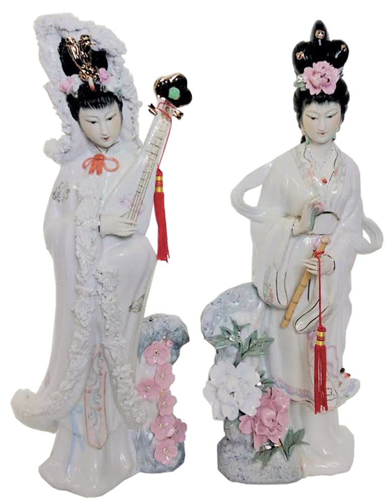 7898 - Set of 2 - 18" White Geishas - Guitar - [Bu-11]