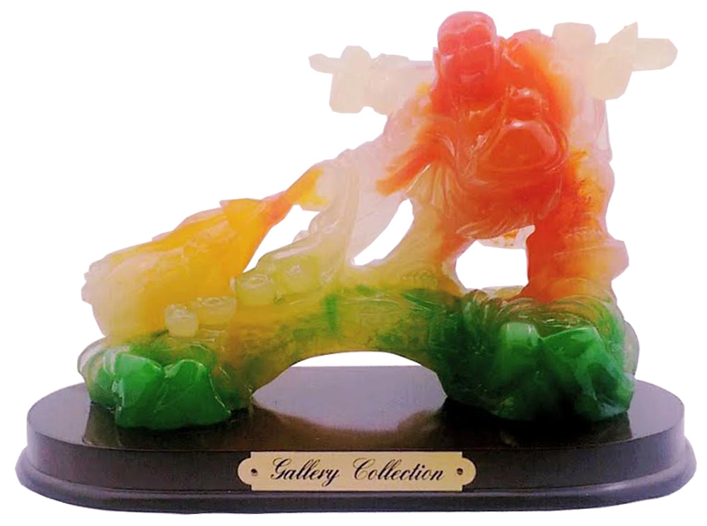 7905 - 7" Orange Jade Buddha - On Bridge - |X-06|