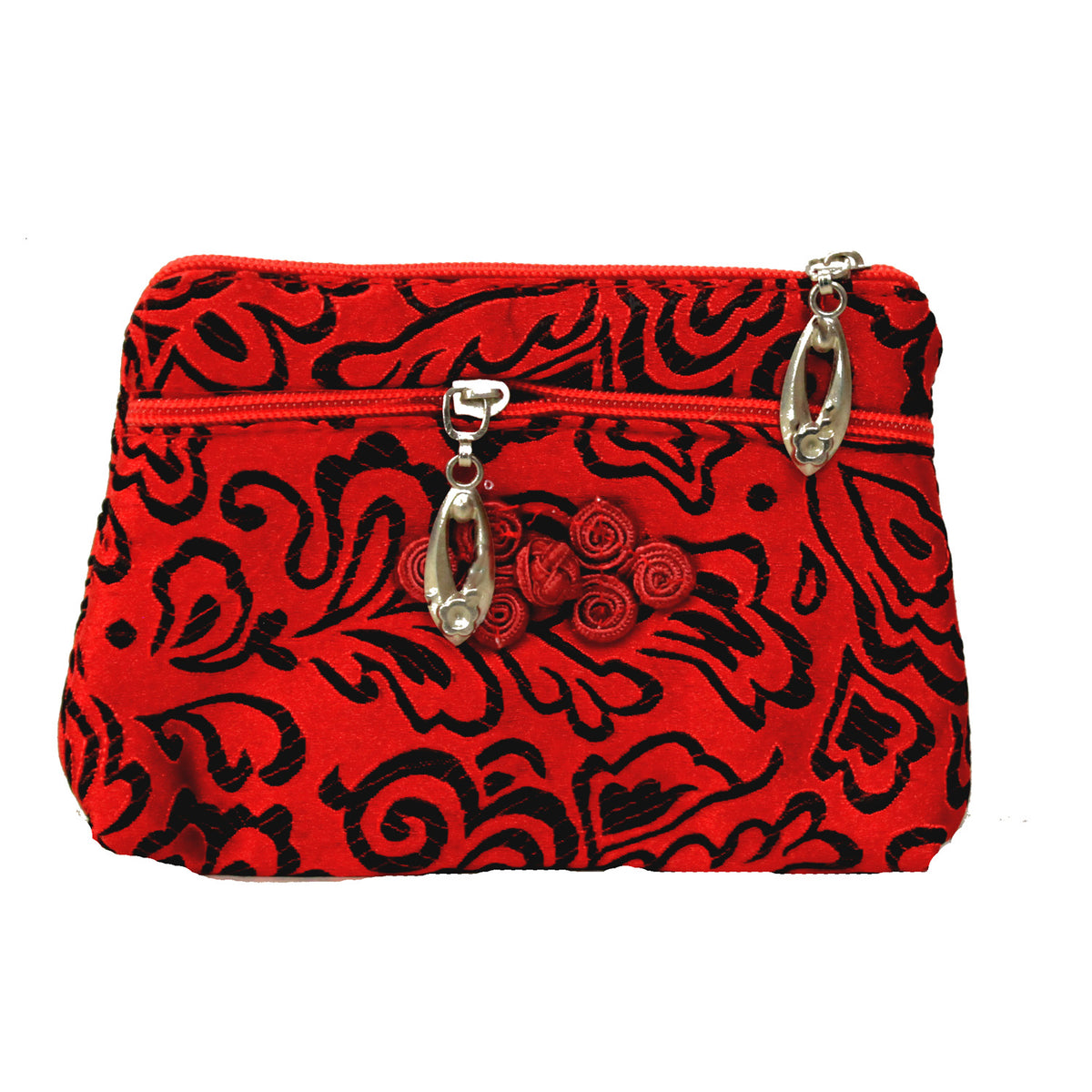 7922 - Satin Coin Purse Red Black 4x5-Patterns Vary - |AA-3 Top|