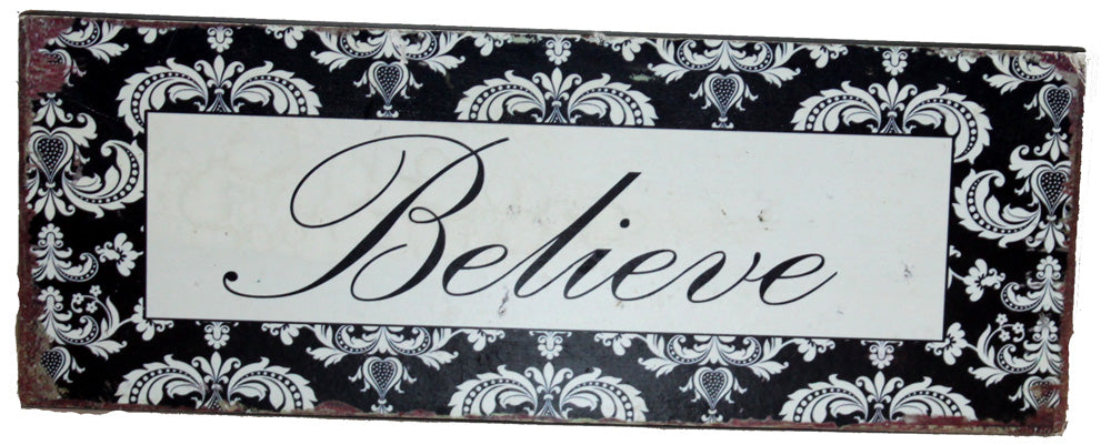 8010 - Wooden "Believe" Wall Sign 10x4" |9-13|