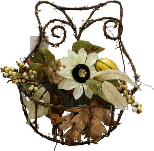 8273 - 17" Basket Owl Wreath Flowers - [BCD]