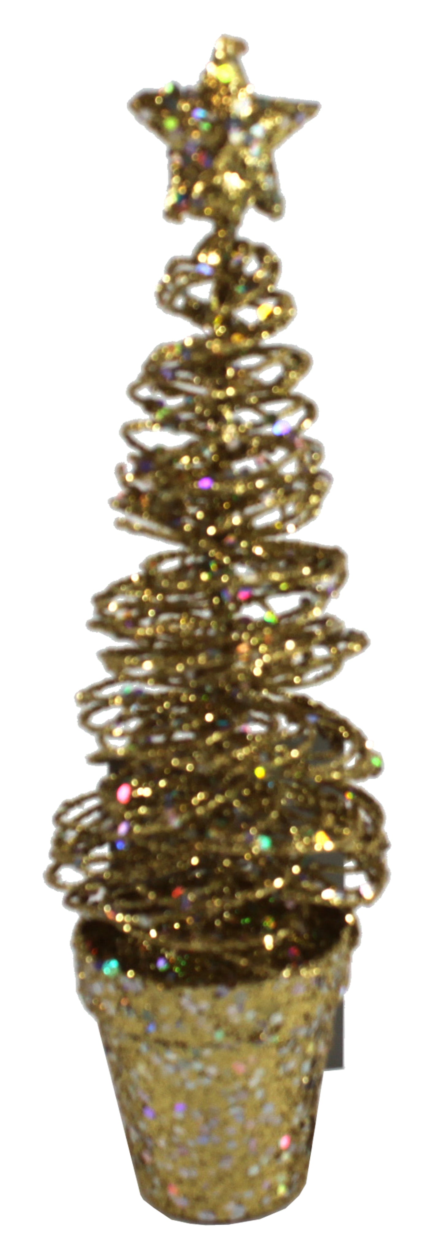 8298 - Enchanting Set of Two 8-Inch Shimmering Gold Glitter Christmas Trees for Holiday Decor |Pod 1-73|