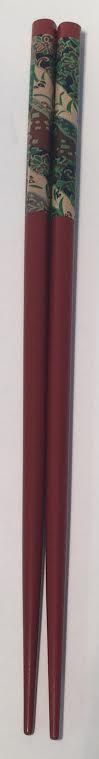 831 - 1 pair Burgundy Chopsticks with Nature Design |17-22|