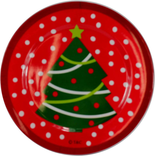 8321 - 10" Xmas Tree Plate Red Polka Dot - [Pod 2-18]