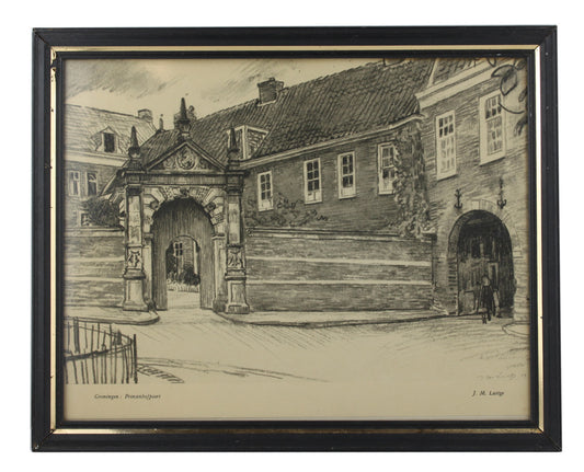 8353 - Black and White Architectural Scene by JM Luttge Groningen 8x10" Frame |16-21|