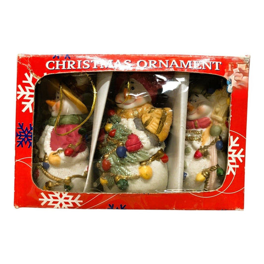 846 - 3 Pc Ceramic Snowman Ornaments for Christmas Holiday Decoration |Pod 1-73|