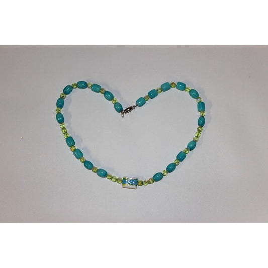 854 - Sky Blue Beaded Necklace - |Clear-102|