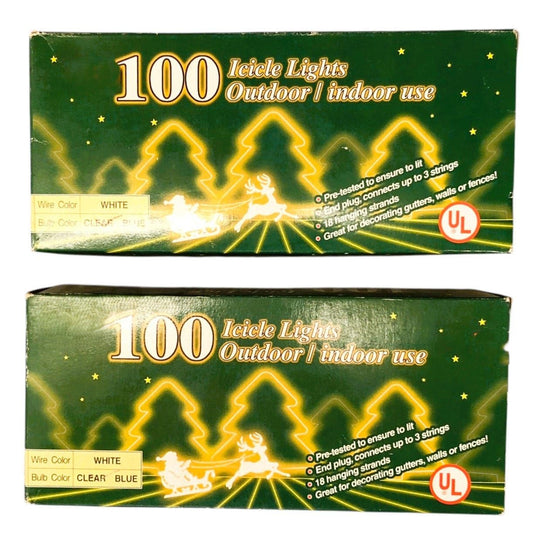 864 - 100 LED Icicle Lights for Outdoor and Indoor Use, Christmas Decor Set of Two New |G-29|