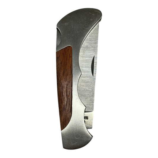 2367 - Wood Inlaid 7" Stainless Lock Hunting Knife |94|
