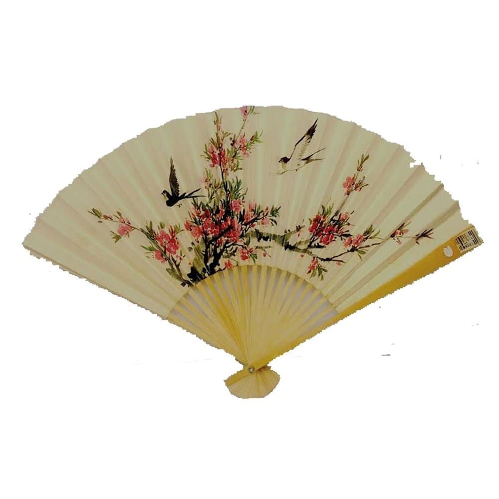 900 - 27" White Fan with Birds and Flowers - |W-24|