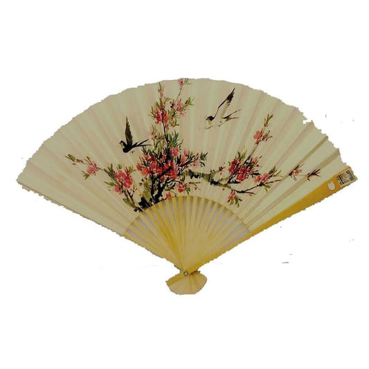 900 - 27" White Fan with Birds and Flowers - |W-24|