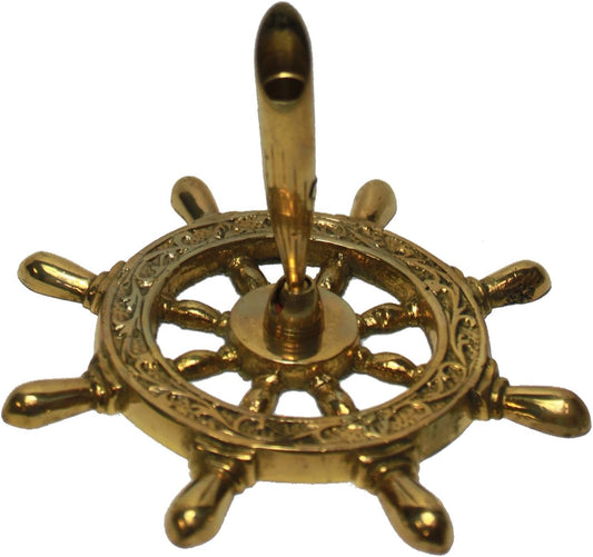 9059 - 5" Brass Ship Wheel Pen Holder - [13-F]