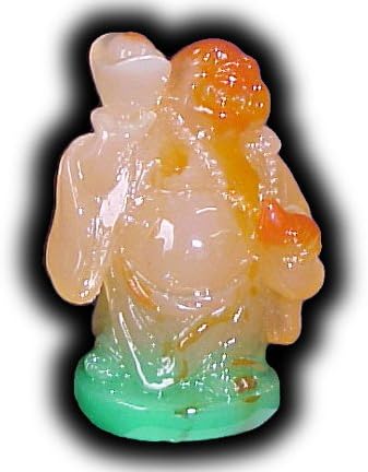 906 - 2" Orange Jade Buddha with Ingot Raised - |X-28|