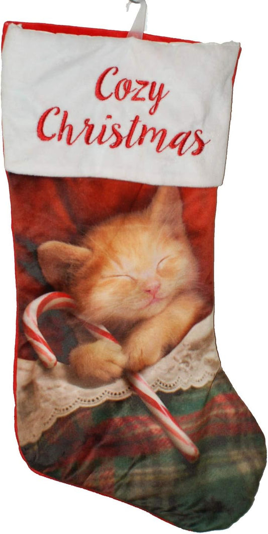 9074 - Cozy Christmas Stocking w Cat - [Pod 2-53]