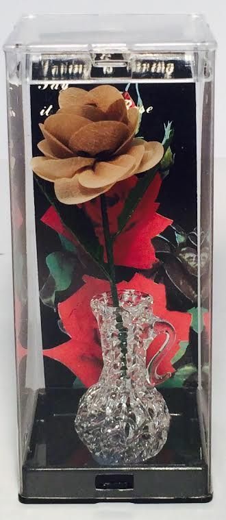 9184 - 5" Soft Peach Everlasting Rose With Vase |23-2|