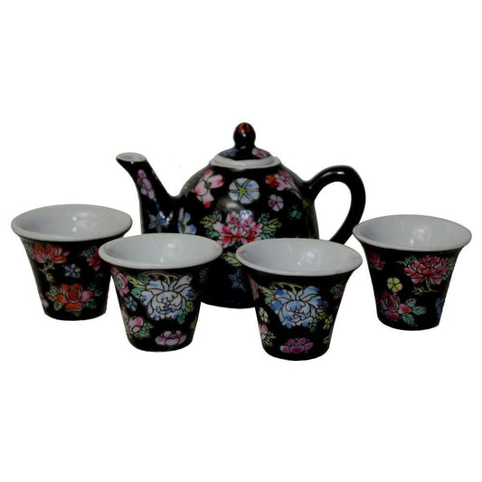 925 - Black Floral Child Tea Set 6 pc - |A-6 Top|