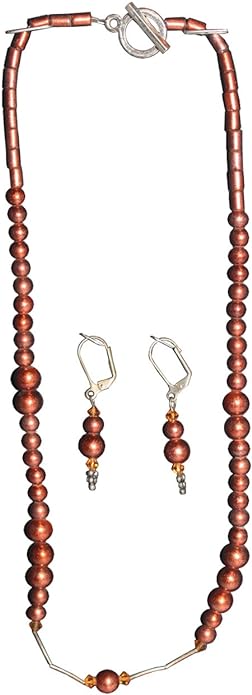 9452 - Antiqued Bronze Bead Necklace - [Clear-165]