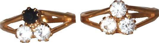 9683 - Set of 2 Triple Stone Adjustable Ring - [Clear-205]