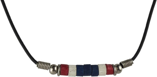 9693 - Red White Blue Bead Necklace - [PB-26]