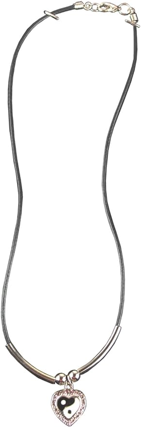 9706 - Yin Yang Heart Pendant Necklace - [Clear-165]