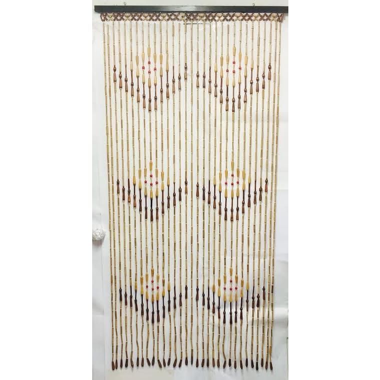 971 - 36" Brown Bead Curtain with Red Balls - |Curtains|