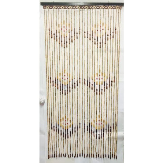971 - 36" Brown Bead Curtain with Red Balls - |Curtains|