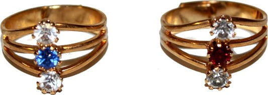 9794 - Adjustable Cubic Zirconia Ring Set of 2 - [Clear-205]