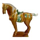 9850 - 16 Inch Ceramic Tan Tang Horse Figurine with Head Down Pose |Z-19|