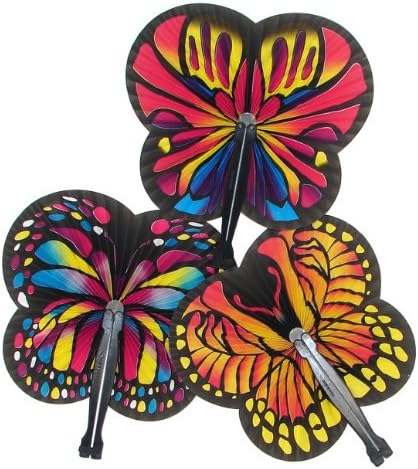 9197 Set Of 12 Folding Hand Fans Butterfly Shaped |W-48|