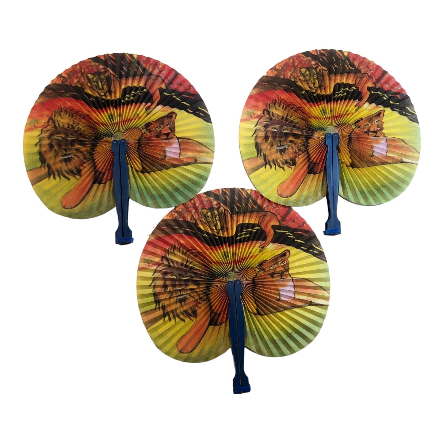 997 - Set of 3 - 5.5" Lion Fans - |W-18|