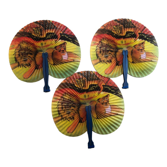 997 - Set of 3 - 5.5" Lion Fans - |W-18|