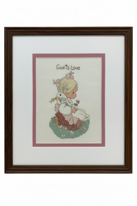 40490 - Precious Moments Framed (15" x 12") Cross Stitch Wall Art - "God Is Love" |8-15|