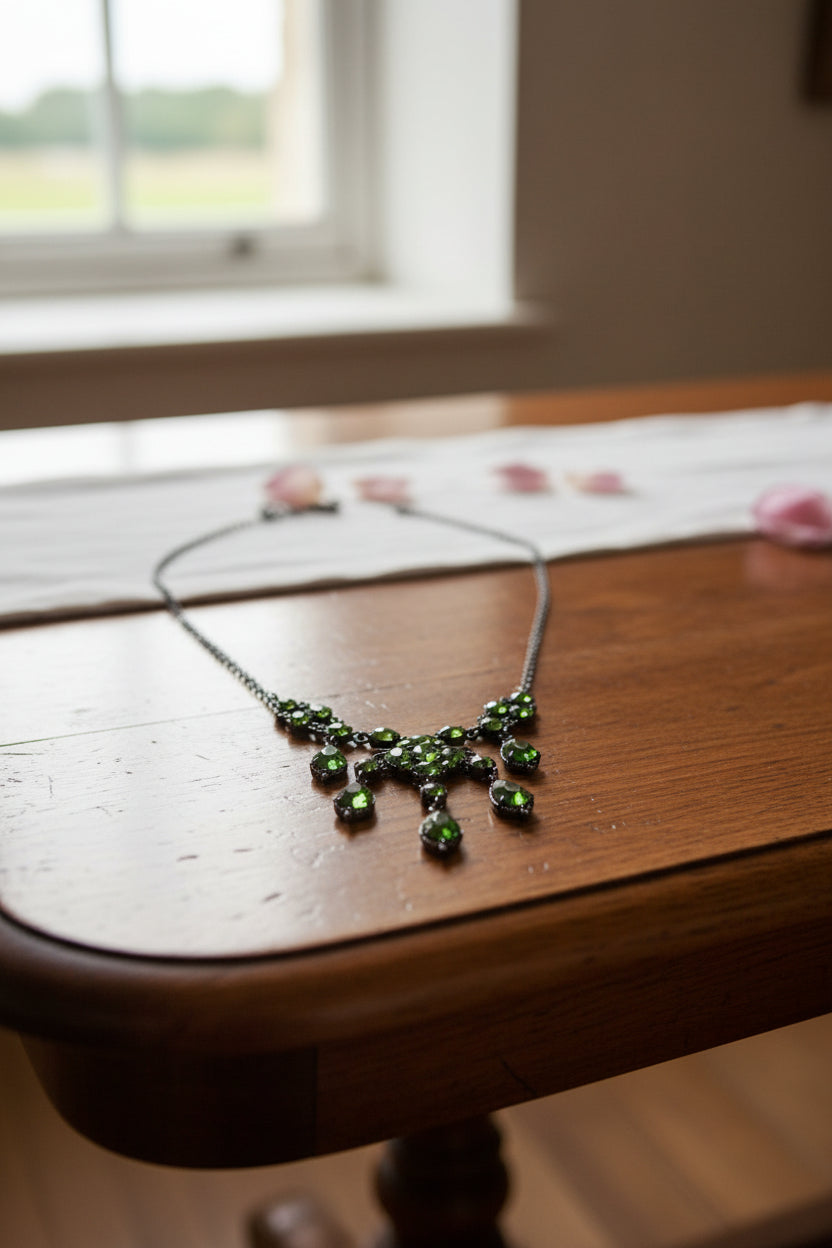 19536 - Green Crystal Necklace |Clear-115|