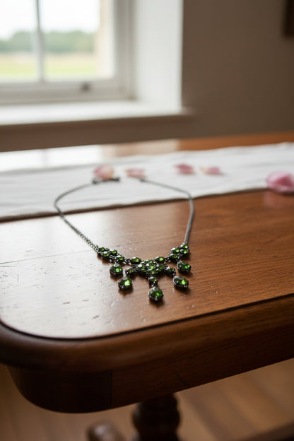 19536 - Green Crystal Necklace |Clear-115|