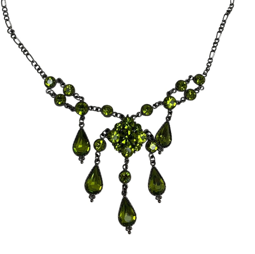 19536 - Green Crystal Necklace |Clear-115|