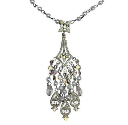 19441 - Crystal & Pearl Stone Necklace |Clear-93|
