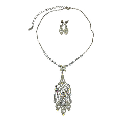 19441 - Crystal & Pearl Stone Necklace |Clear-93|