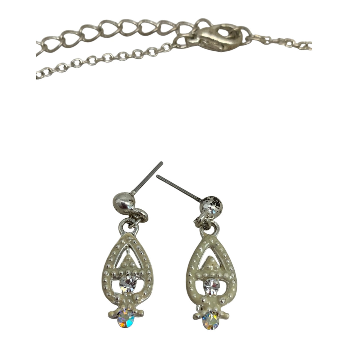 19441 - Crystal & Pearl Stone Necklace |Clear-93|