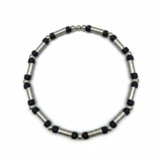 19215 - Silver & Black Bead 20" Necklace |Clear-102|