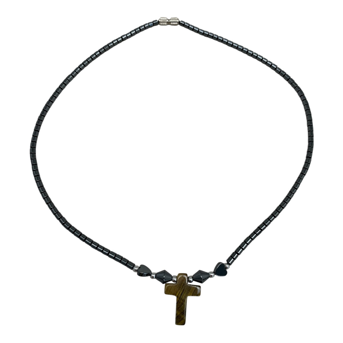 14678 - Tiger Eye Cross Necklace - |Clear-55 Store|