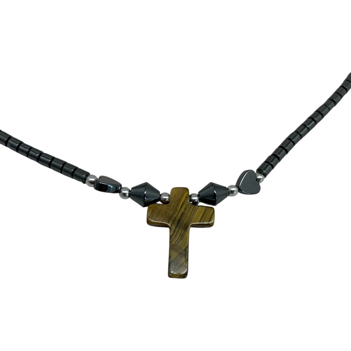 14678 - Tiger Eye Cross Necklace - |Clear-55 Store|