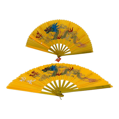 6949 - Buy One Get One Free 13" Yellow Fan - Kung Fu Dragon |25-B|