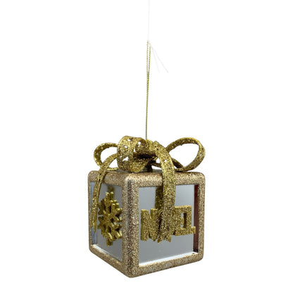 12647 - Gold Noel Xmas Present Ornament 4" |Pod 1-8|