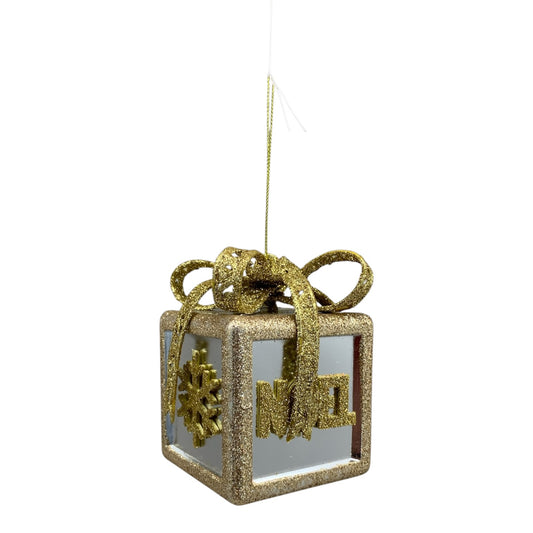 12647 - Gold Noel Xmas Present Ornament 4" |Pod 1-8|