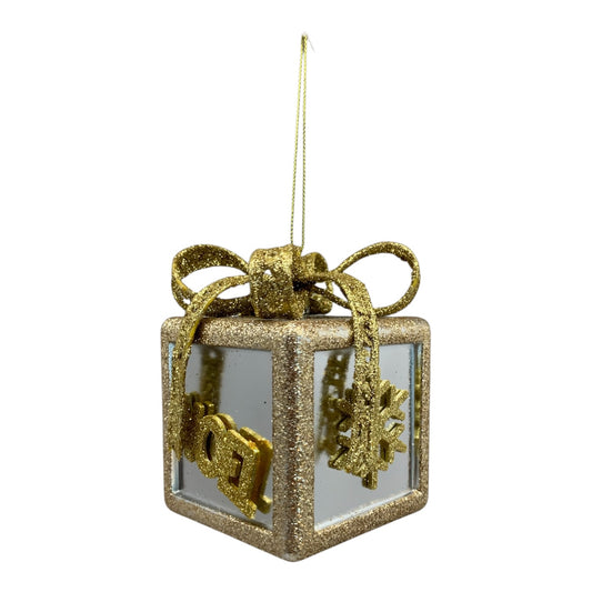 12647 - Gold Noel Xmas Present Ornament 4" |Pod 1-8|